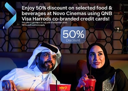 About OfferEnjoy 50% OFF on selected F&B items when you pay with your QNB Visa Harrods Card